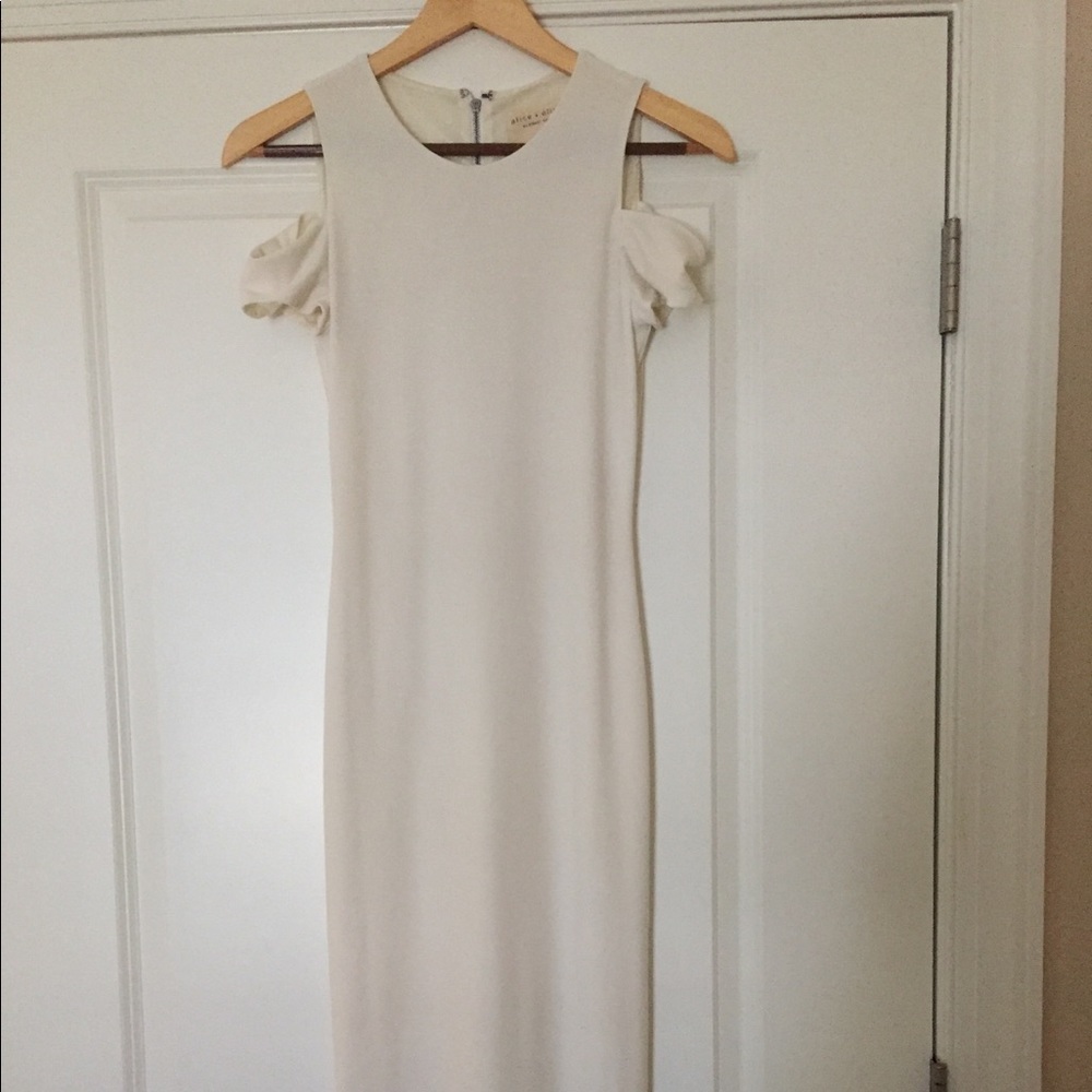 Alice and Olivia Cut Out Shoulder Midi Dress